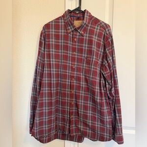 Casual Red Plaid Button-Down Shirt - Unbranded